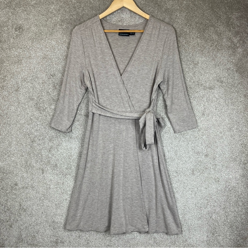Cynthia Rowley Dress Womens Medium Tan 3/4 Sleeve Stretch Knee Length- 3130*